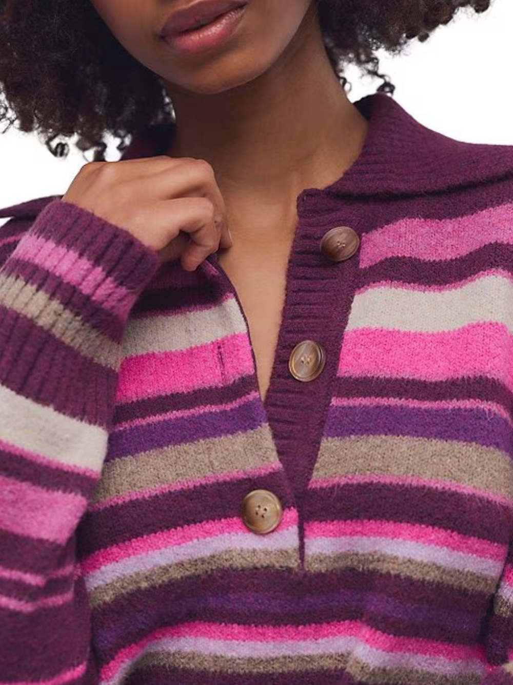 NWT🌷Free People Trading Up Striped Collared Long Sleeve Polo Sweater